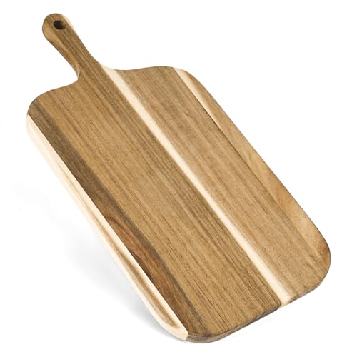 Schneidebrett Holz Holzbrett Küche - Schneidebretter aus Akazienholz mit Griff 38 x 19 cm Holzschneidebrett Cheese Charcuterie Boards Servierbretter Holz Käseplatte Fleisch Servier Brett Brotbretter von elthmpr