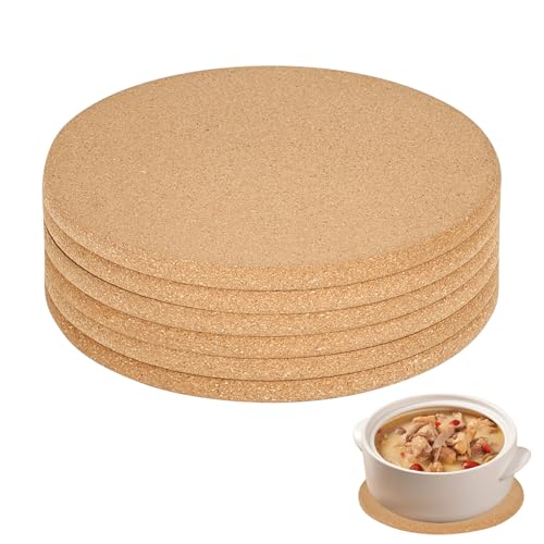 elthmpr 6er Set Korkuntersetzer Rund – Hitzebeständige Topfuntersetzer Kork Ø19 cm, Vielseitige Untersetzer Topf für Küche, Tischschutz & DIY, Robuste Kork Untersetzer als Deko von elthmpr