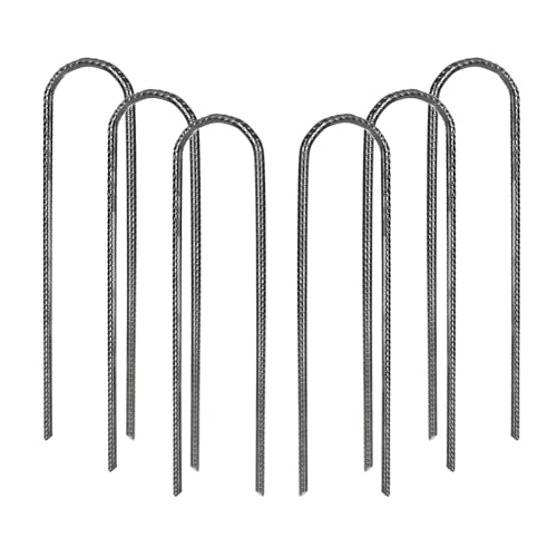 elthmpr Bodenanker Trampolin, 6 Stück Erdanker Bodenanker, Heringe Zelt 30cm Bodenpfähle U-Typ Trampolin Befestigung Boden Bewehrungsstab Zeltheringe Garten Pfähle für Camping Zelten Blumenständer von elthmpr