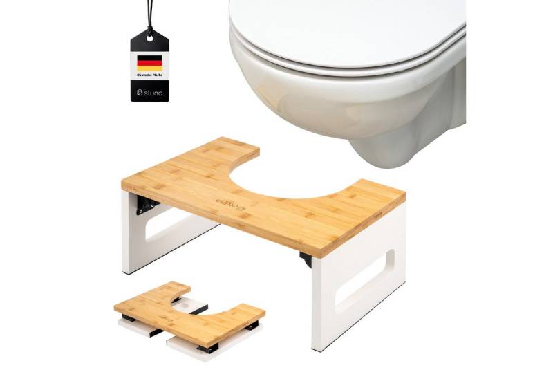 eluno Fußhocker Toilettenhocker, aus Bambus, platzsparend zusammenklappbar von eluno