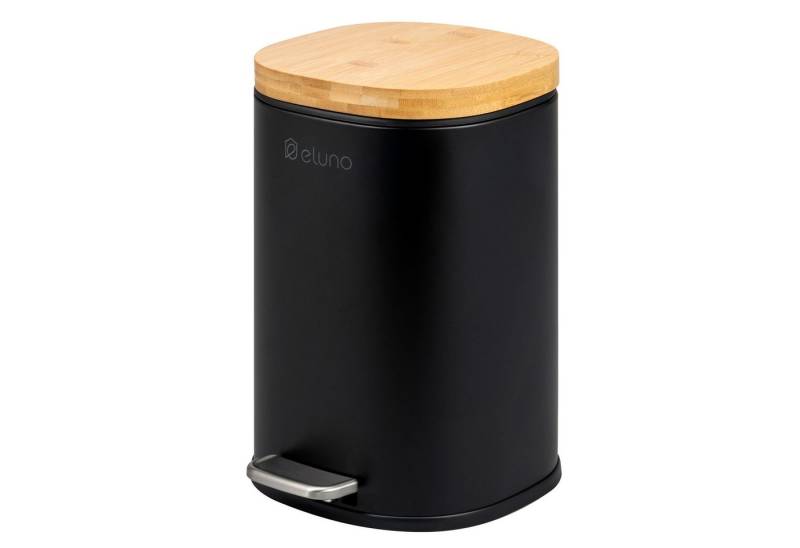 eluno Kosmetikeimer FRAMURA, Treteimer 5 Liter aus Metall mit Bambus in Schwarz eluno Kosmetikeimer FRAMURA, Treteimer 5 Liter aus Metall mit Bambus in Schwarz von eluno