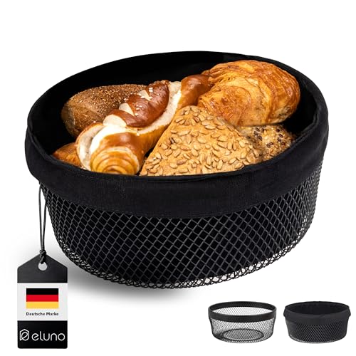 eluno Obstkorb - Brotkorb, praktische moderne Obstschale aus schwarzem Metall mit abnehmbarem waschbarem Bezug - für Obst, Gemüse, Brot und Snacks Ø ca. 25 x 11 H cm eluno Obstkorb - Brotkorb, praktische moderne Obstschale aus schwarzem Metall mit abnehmbarem waschbarem Bezug - für Obst, Gemüse, Brot und Snacks Ø ca. 25 x 11 H cm von eluno