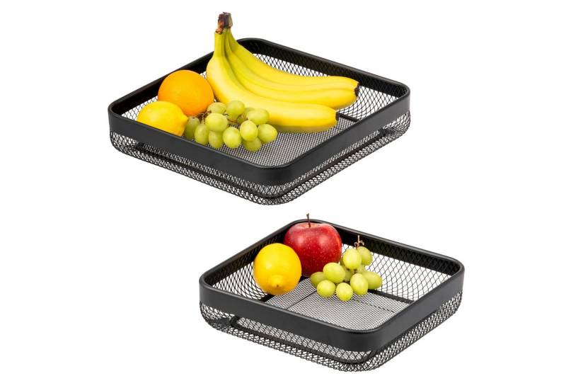 eluno Obstschale Brotkorb 2er Set, eckig, aus schwarzem Metall von eluno