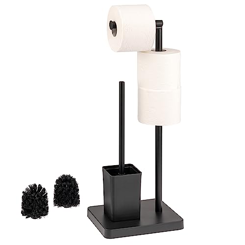 eluno Stand-WC-Garnitur 3in1, WC-Bürste, (Ersatz-) Rollenhalter, schwarz von eluno
