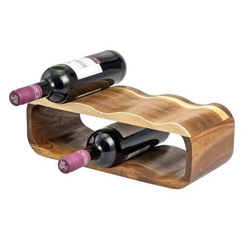 eluno Weinregal für 6 Flaschen aus Akazienholz, montageloses Flaschenregal - modernes Design für viele Wohnbereiche geeignet, 38 x 12,5 x 16 cm eluno Weinregal für 6 Flaschen aus Akazienholz, montageloses Flaschenregal - modernes Design für viele Wohnbereiche geeignet, 38 x 12,5 x 16 cm von eluno