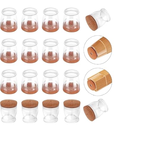 18 Stück Stuhlbeinkappen Rund, Silikon Schutzkappen für Stuhlbeine mit umwickeltem Filz, Stuhlbeinabdeckungen, Möbelfüße, Polster, kein Lärm, Keine Kratzer (Fit:13-23mm) von elzle