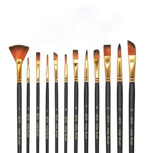 elzle 12 Stück PinselSet,Nylonpinselset Acrylfarben Kunstpinsel, Feiner Pinsel,Stifte mit Glatter Spitze, Korpus aus Holz,Geeignet für Acrylfarben,Aquarelle,Öle und Gouache elzle 12 Stück PinselSet,Nylonpinselset Acrylfarben Kunstpinsel, Feiner Pinsel,Stifte mit Glatter Spitze, Korpus aus Holz,Geeignet für Acrylfarben,Aquarelle,Öle und Gouache von elzle