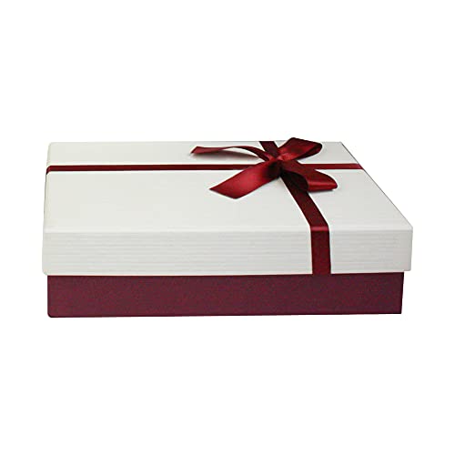 Emartbuy Starre Geschenkbox, 33,5 * 25 * 11,5 cm, Strukturierte Burgunderkiste mit Creme Deckel von emartbuy
