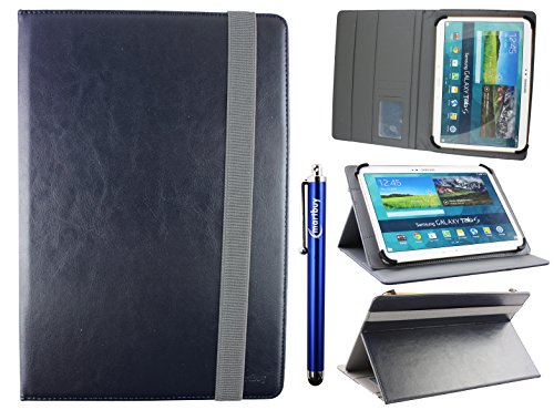 emartbuy Universal 10-11 Zoll Midnight Blau Multi Angle Folio Brieftasche Case Cover Mit Card Slots Grau Elastische Strap Und Stylus Stift Geeignet Für Ausgewählte Geräte Aufgeführt Unten von emartbuy