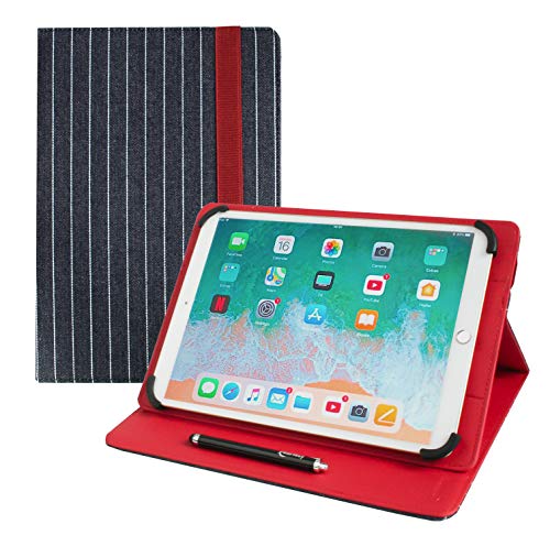 emartbuy Universal 9,7 Zoll - 10,8 Zoll Denim Gerade Linie Multi-Winkel Folio Brieftasche Case Abdeckung Mit Kartensteckplätzen Und Stylus Geeignet Für Die Unten Aufgeführten Ausgewählten Geräte von emartbuy