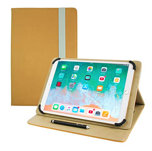 emartbuy Universal 9,7 Zoll - 10,8 Zoll Mattgelb Multi-Winkel Folio Brieftasche Case Abdeckung Mit Kartensteckplätzen Und Stylus Stift Geeignet Für Die Unten Aufgeführten Ausgewählten Geräte von emartbuy