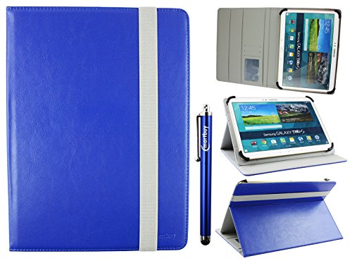emartbuy Universal 9-10 Zoll Royal Blau Multi Angle Folio Brieftasche Case Cover Mit Card Slots Grau Elastische Strap Und Stylus Stift Geeignet Für Ausgewählte Geräte Aufgeführt Unten von emartbuy