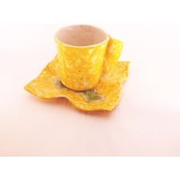 Sonnigen Tee-Set, Sonnenblume Tasse, Teetasse, Handgefertigte Keramik, Keramik-Set, Handgemachte Kaffeetasse, Platte, Keramik Und von embeCeramics