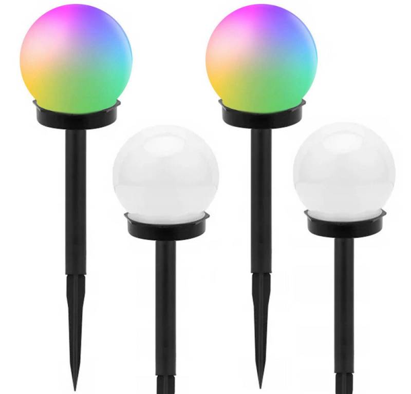 emeco LED Solarleuchte 4er LED Solar Gartenleuchte Kugel Set Solarleuchte Außen Garten Lampe von emeco