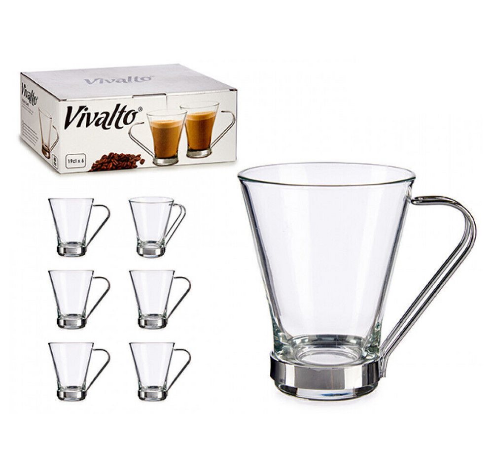 emeco Latte-Macchiato-Glas 6 Latte Macchiato Gläser 190ml Kaffeegläser Teeglas mit Metal Henkel, Glas von emeco