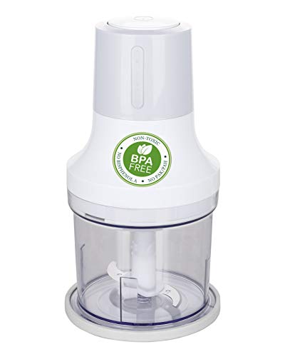 Emerio Zerkleinerer, Universalzerkleinerer mit 500ml Behältervolumen, 260 Watt, elektrischer Multizerkleinerer mit 2 Klingen aus Edelstahl zum zerkleinern von z.B. Fleisch, Zwiebeln, Obst, Gemüse, Weiß von Emerio