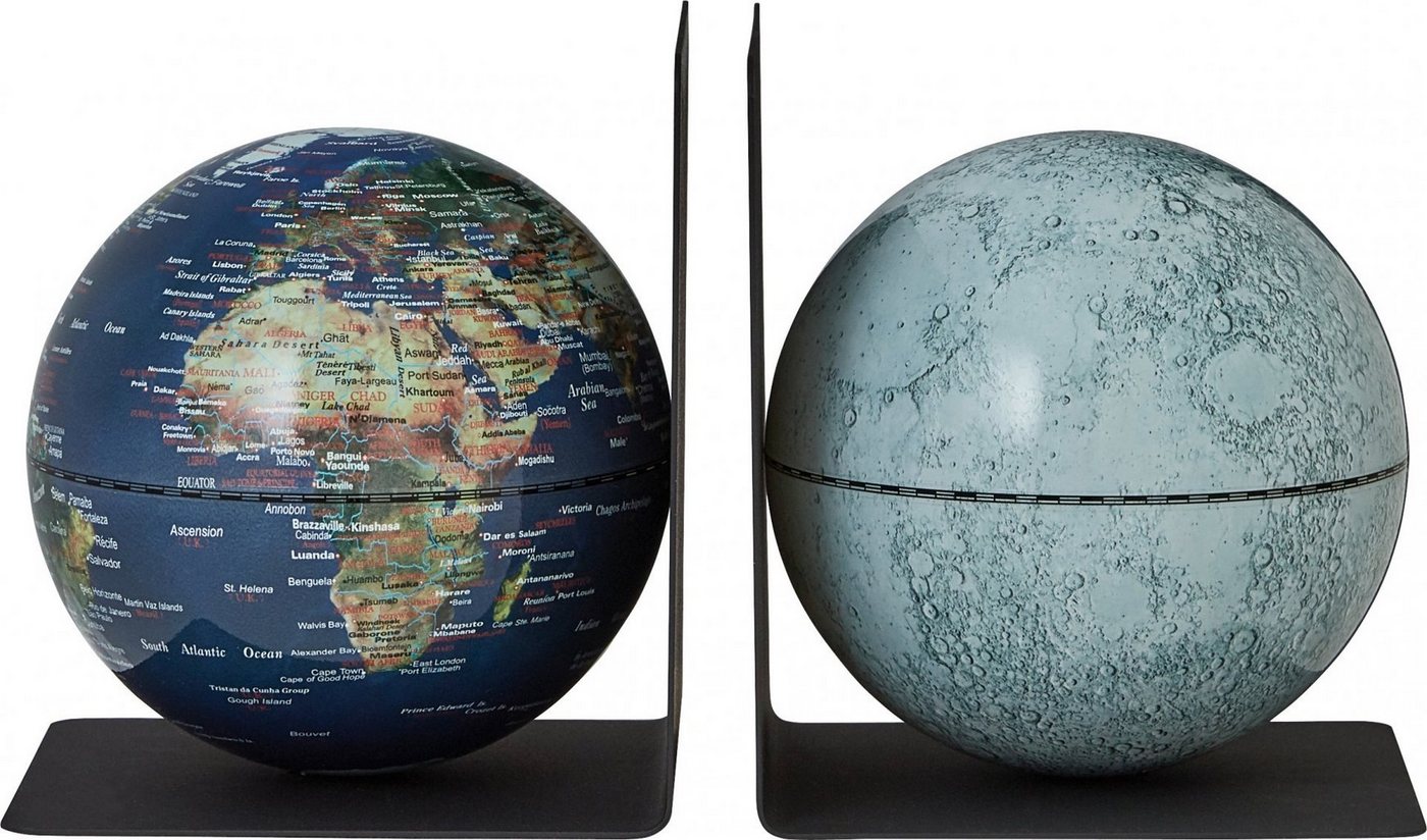 emform® Globus Buchstützen-Set BOOKGLOBE, (Set, 4-tlg), Buchstützen-Set 2 Mini-Globen je Ø13cm klein, Weltkugeln von emform®