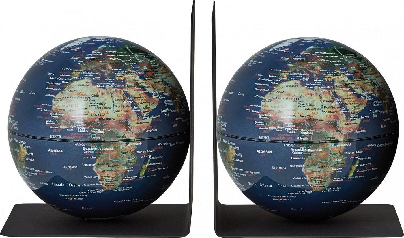 emform® Globus Buchstützen-Set BOOKGLOBE, (Set, 4-tlg), Buchstützen-Set 2 Mini-Globen je Ø13cm klein, Weltkugeln von emform®