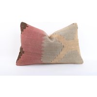 Gestreifter Kelim Kissenbezug Handgewebtes Akzentkissen Aus Wolle | 16x24 von emilikilimpillow