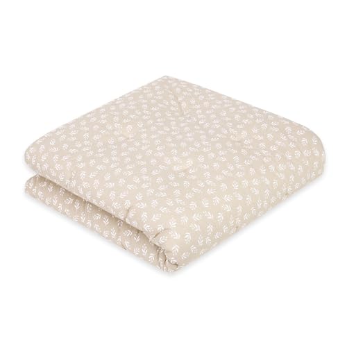 emma & noah Krabbeldecke Baby, 120x120 cm, Groß und Gepolstert, Bio-Baumwolle, Oeko-TEX Zertifiziert, Babydecke, Weiche Spieldecke & Laufgittereinlage für Jungen & Mädchen (Floral Sand Neu) von emma & noah