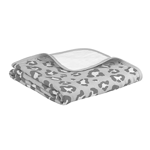 emma & noah Kuscheldecke für Babys, 95x75 cm, Flauschig und Atmungsaktiv, 100% Bio-Baumwolle, 4-Lagig, Oeko-TEX Standard 100, Als Babygeschenk oder als Kinderwagendecke (Leo Grau) von emma & noah