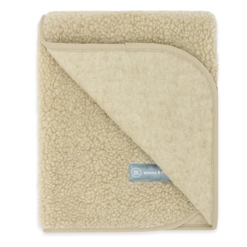 emma & noah Merino Kuscheldecke Baby aus 100% Wolle (Merino), weiche Teddyfell Decke, wärmend & atmungsaktiv, Babydecke für Zuhause & Kinderwagen (75x95cm) (Essential Beige) von emma & noah