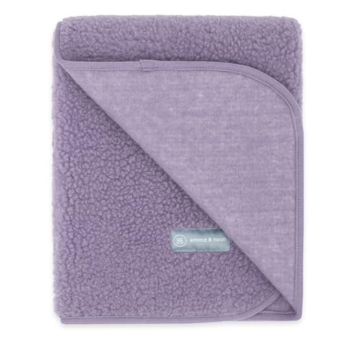 emma & noah Merino Kuscheldecke Baby aus 100% Wolle (Merino), weiche Teddyfell Decke, wärmend & atmungsaktiv, Babydecke für Zuhause & Kinderwagen (75x95cm) (Essential Lavendel) von emma & noah