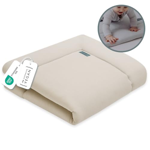 emma & noah Premium Baby Krabbeldecke, Extra Weich Gepolstert, Oeko-TEX - Frei von Schadstoffen, Bio-Baumwolle, Hochwertige Verarbeitung (Essential Beige, 120x120 cm) von emma & noah
