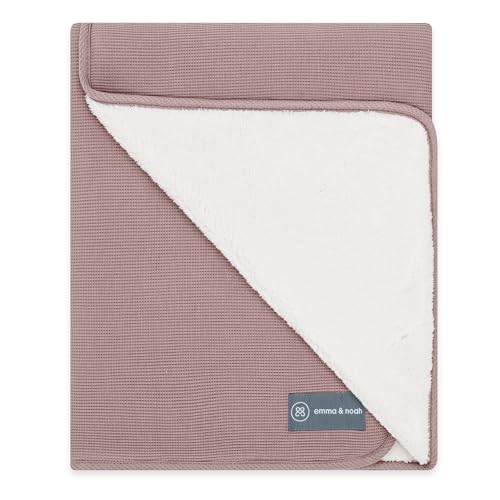 emma & noah Premium Kuscheldecke für Babys, 95x75 cm, Flauschig und Atmungsaktiv, Bio-Baumwolle, Oeko-TEX Standard 100, Als Babygeschenk oder als Kinderwagendecke (Essential Berry) von emma & noah