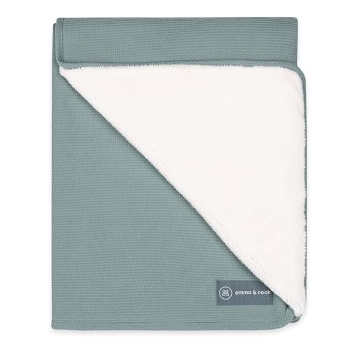 emma & noah Premium Kuscheldecke für Babys, 95x75 cm, Flauschig und Atmungsaktiv, Bio-Baumwolle, Oeko-TEX Standard 100, Als Babygeschenk oder als Kinderwagendecke (Essential Mint) von emma & noah