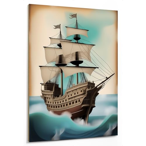 emmena - Bild Segelschiff mit Meer im Sturm - 18 x 24 cm von emmena