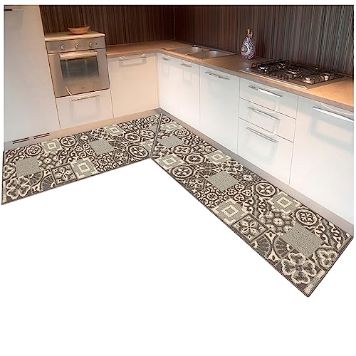 Eckteppich für Küche, 3D, personalisierbar, Modell: CLELIA Dis.G eckig beige von emmevi