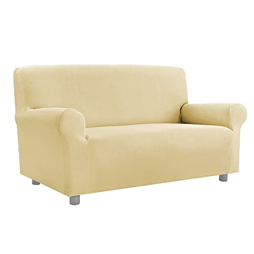 Elastischer Universal-Sofabezug mit Armlehnen, für Sofa, Sessel, 2-Sitzer, Beige von emmevi