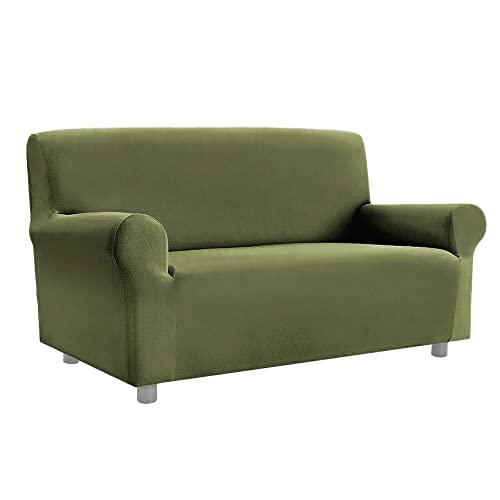 Elastischer Universal-Sofabezug mit Armlehnen, für Sofa, Sessel, Modell Praktiko, 3-Sitzer, Grün von emmevi