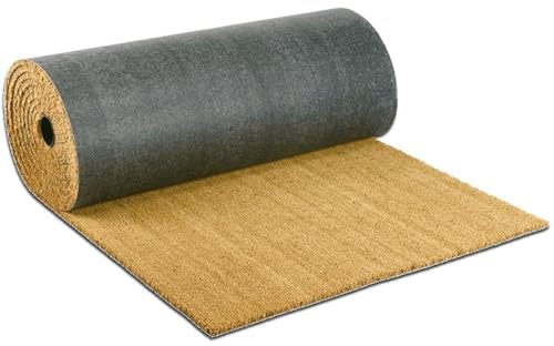 Fußmatte Kokos Natur Meterware verschiedene Breiten H120 H100 H80 cm nach Maß rutschfest breit 80 cm von emmevi
