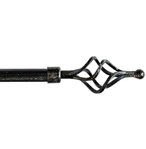 Gardinenstange aus Eisen, ausziehbar, Modell Bistone, Vorhangstange 120-210, schwarz-silber von emmevi