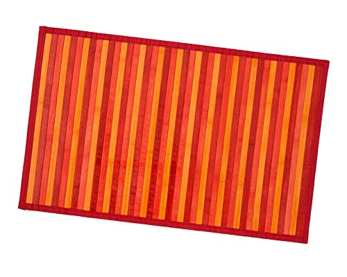 emmevi Bambus-Teppich aus Holz, rutschfest, Fußmatte, Bambus, Küche, Bad, Degradé, 50 x 77 cm, Rot von emmevi
