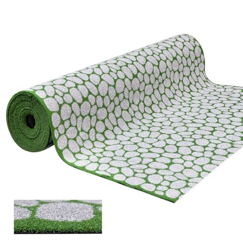 emmevi Kunstrasen mit Steineffekt, Teppich für Boden, Kunstrasen, Kieselsteine, 1 x 6 m von emmevi