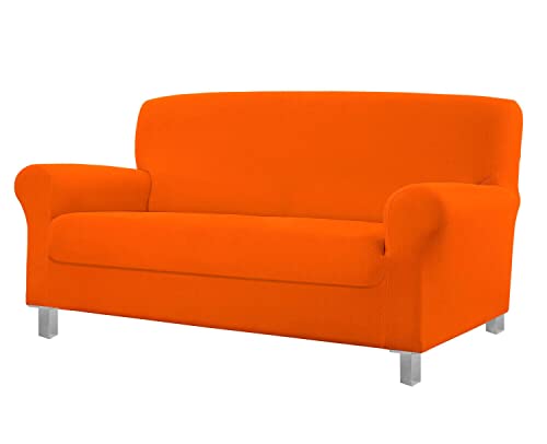 emmevi Sofabezug, schmutzabweisend, elastisch, Modell: moderner Sofabezug, 3-Sitzer, Orange von emmevi