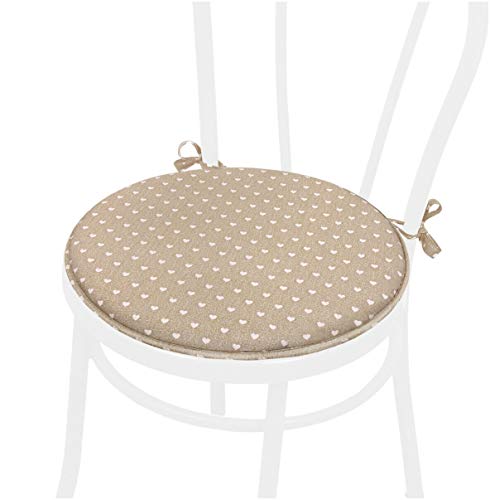 emmevi Stuhlkissen mit Punkten und Herzen, rund, weich, universal, waschbar, Modell DALIA56 Beige emmevi Stuhlkissen mit Punkten und Herzen, rund, weich, universal, waschbar, Modell DALIA56 Beige von emmevi