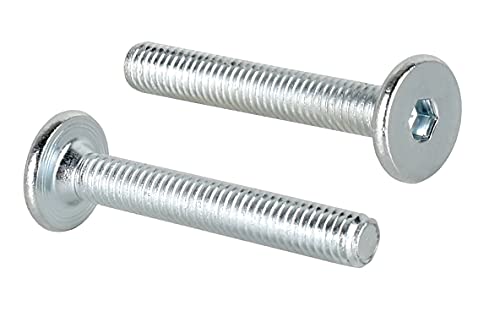 woplus Flachkopfschrauben Möbelschrauben Möbelverbinder Stahl Verzinkt M6 x 40mm Flachkopf Antrieb:Innensechskant SW4 (10 Stück M6 x 40mm) von emoebelbeschlaege