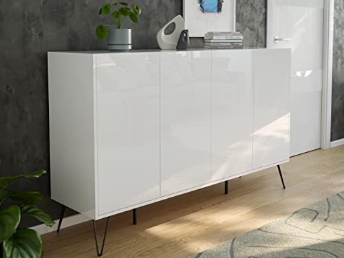 emotion Design Sideboard Kommode Rana 155cm 4 Softclose Türen Weiß Hochglanz von emotion