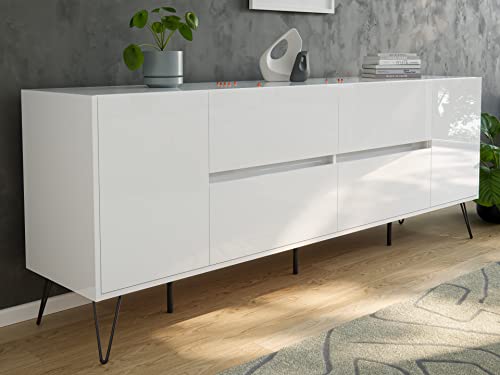 emotion Raumwunder XXL Sideboard Kommode Heros 200cm 4 SoftClose 2 Türen Weiß Hochglanz von emotion