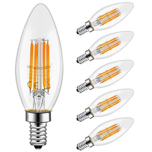 emotionlite E14 LED Lampe, LED Filament Glühlampen, 4W (40W Equivalent), E14 Kerzenleuchter Basis, warmes Weiß Glühen, 2700K, 6 Stück von emotionlite