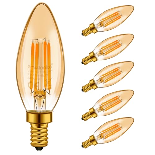 emotionlite E14 LED Lampe, LED Filament Glühlampen, 4W (40W Equivalent), E14 Kerzenleuchter Basis Amber Glow, 2200K, 6 Stück von emotionlite