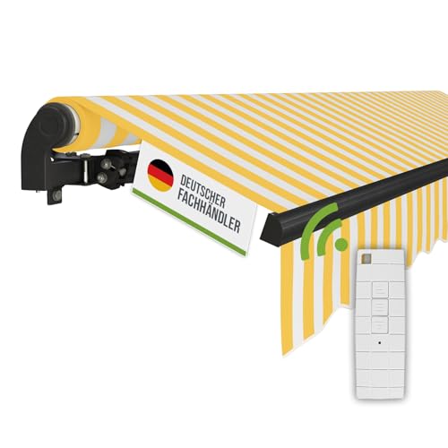 empasa Elektrische Gelenkarmmarkise 'Start Plus' Markise Sonnenmarkise Sonnenschutz, komplett vormontiert, Farbe:gelb/weiß gestreift, Größe:400 x 250 empasa Elektrische Gelenkarmmarkise 'Start Plus' Markise Sonnenmarkise Sonnenschutz, komplett vormontiert, Farbe:gelb/weiß gestreift, Größe:400 x 250 von empasa