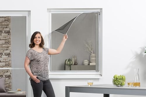 empasa Fliegengitter Magnet Fenster 'EASY 2.0' selbstklebendes Magnetfenster Insektenschutz flexibler Magnetrahmen mit umlaufendem Magnetstreifen, Farbe:weiß, Größe:100 x 120 cm von empasa