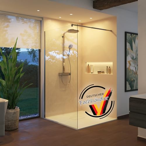 empasa Glas Duschwand Duschabtrennung Duschtrennwand für Walk-In Dusche mit Nanobeschichtung, 8 mm ESG-Sicherheitsglas, Zubehör chrom, Größe:90 x 200 cm, Glasfarbe:klarglas von empasa
