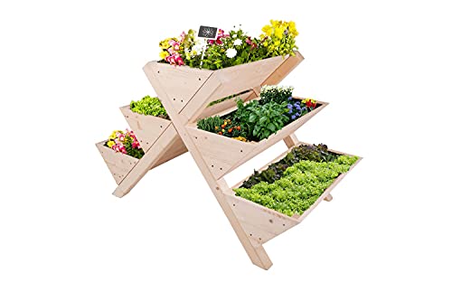 empasa Hochbeet Blumenkasten Kräuterbeet Frühbeet Pflanzkübel Pflanzkasten aus Holz für Garten, Balkon und Terrasse, Modell:Level - 121 x 80 x 80 cm von empasa