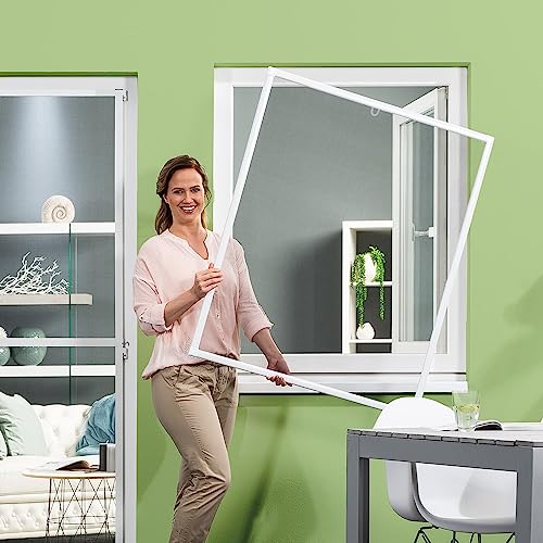 empasa Insektenschutz Fenster Basic mit Alurahmen in Weiß, Braun oder Anthrazit und FILATEC® Gewebe in Schwarz, kürzbarer Bausatz zur Selbstmontage, Fliegengitter, verschiedene Größen von empasa